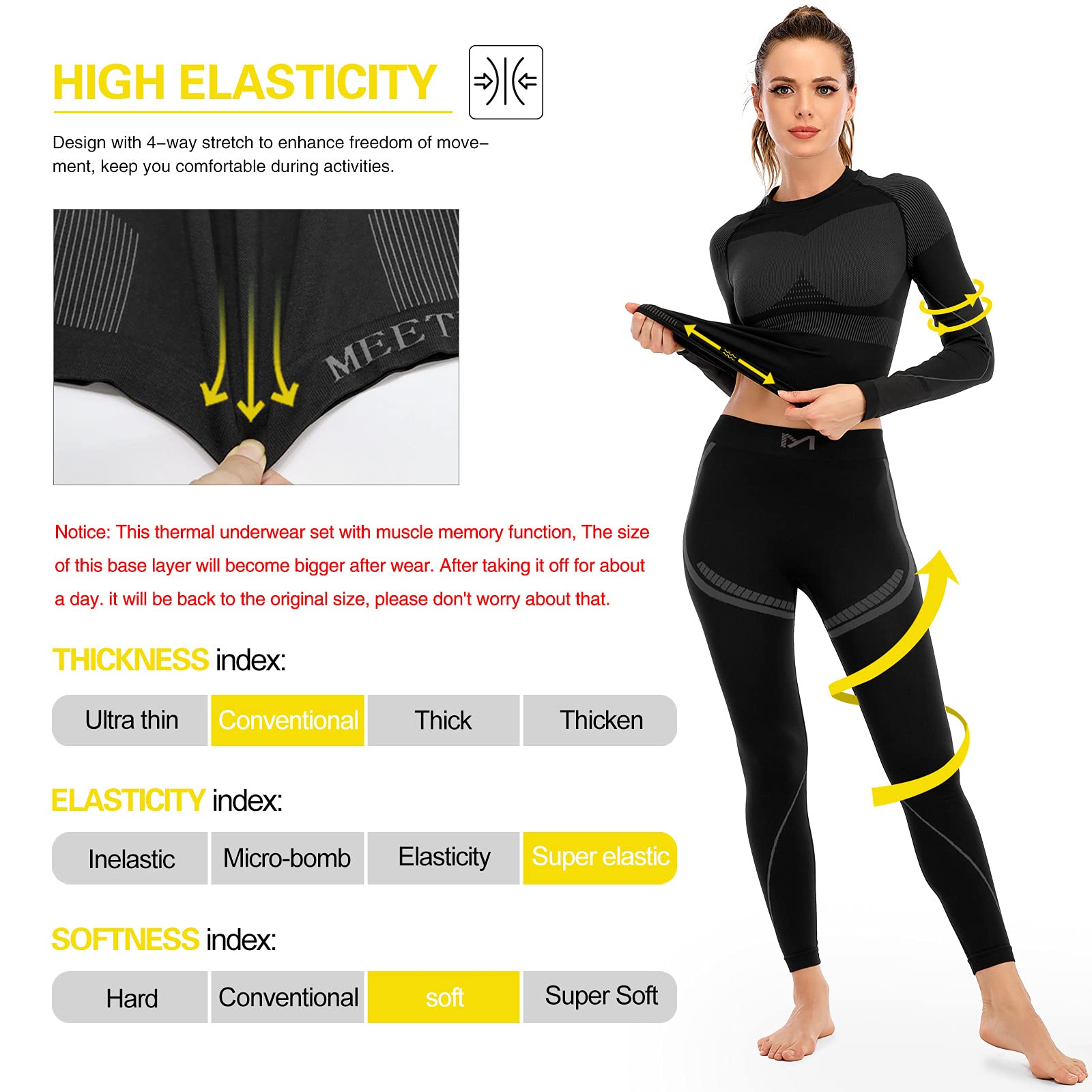 Haut Thermique Femme à Col Montant - Manches Longues, Thermique Et Respirant - Pour Sport Hiver, Ski, Randonnée, Nuit