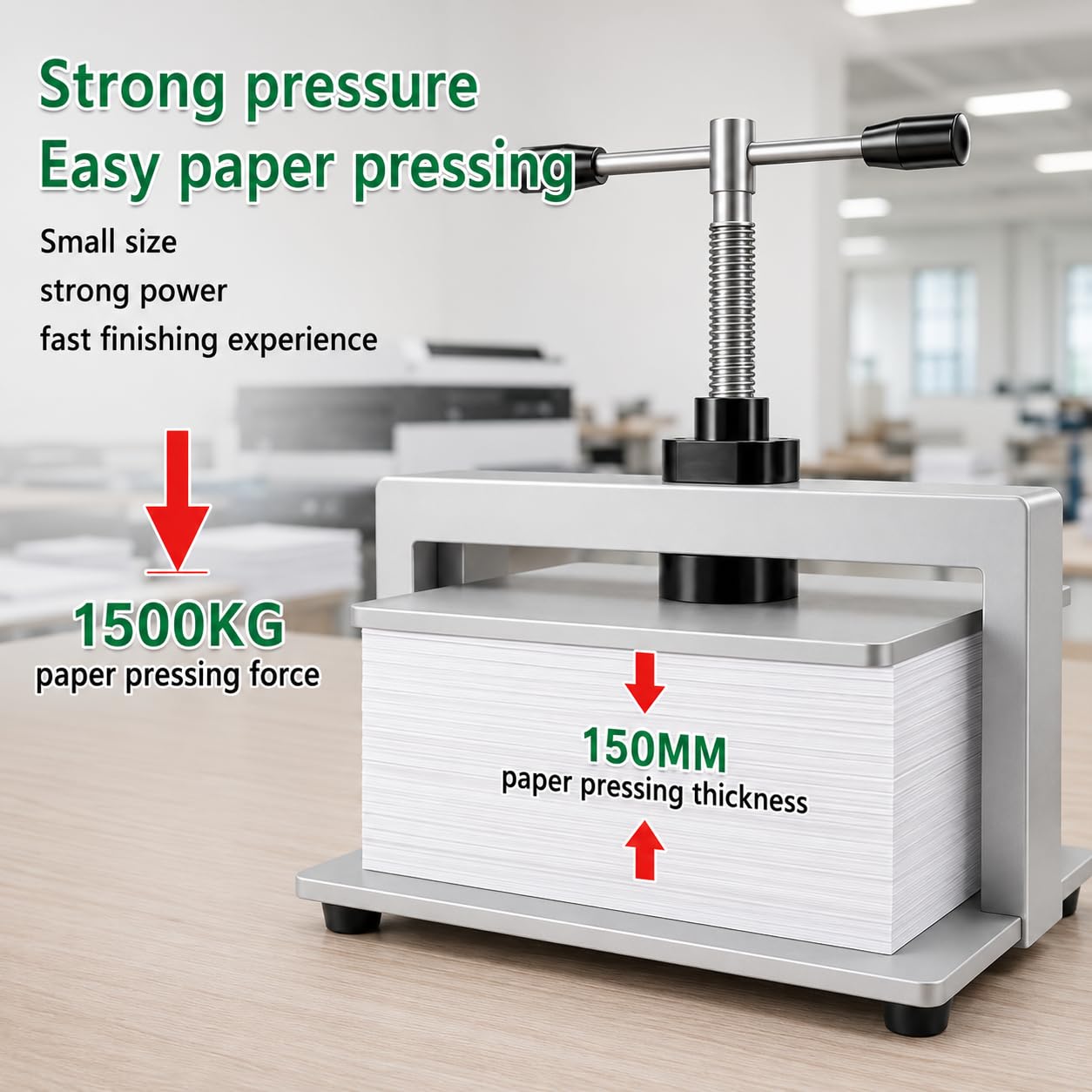 Macchina da stampa manuale resistente per carta, pressione 1500 kg, per rilegatura e appiattimento documenti A3, A4, ideale per l'elaborazione delle fatture