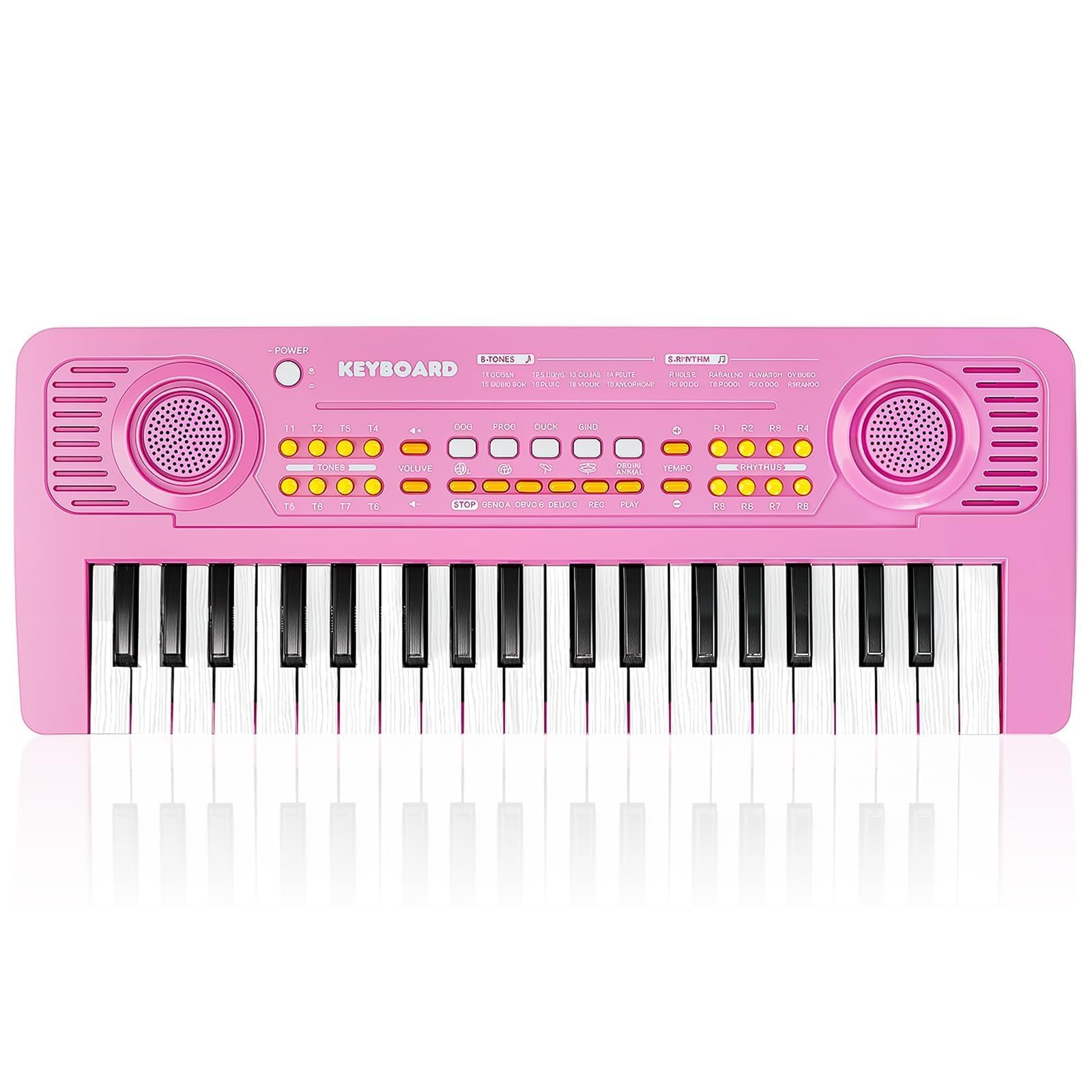 Pianola Tastiera Bambini Giocattolo Educativo con Microfono 37 Tasti Portatile Musicale Elettronica Pianoforte per Principianti Ragazzi Ragazze Regali di Compleanno e Natale di 3 4 5 6 7 Anni, Rosa