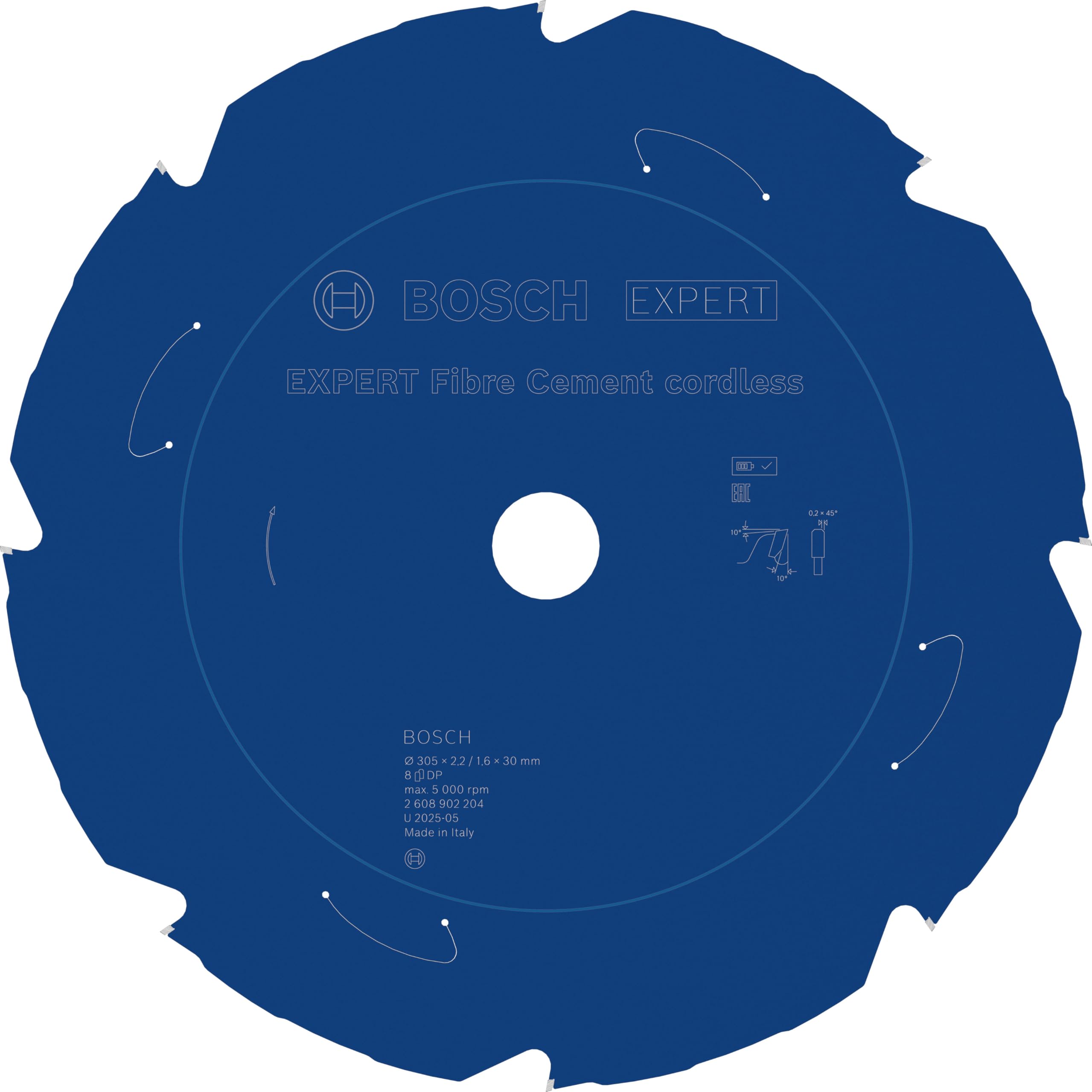 Bosch 1x Expert Fibre Cement Cordless Circular Saw Blade for Mitre Saw (for Fibre Cement Boards, Ø mm, Professional Accessory Mitre Cordless Circular Saw)