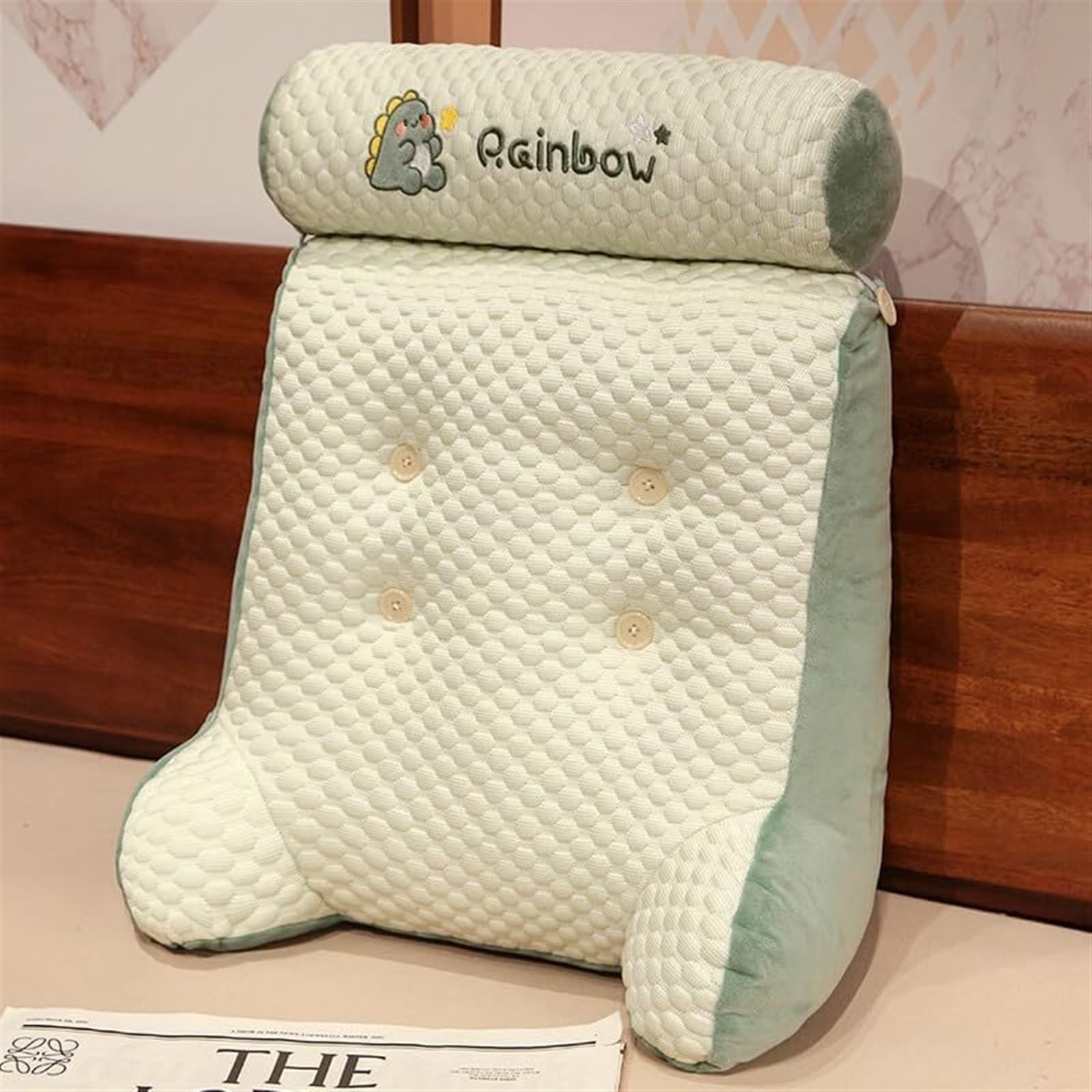 MYXJX back support cushion, Backrest Waist Pillows Triangle Reading Relax Sofa Support Removed and Washed Cushions(Dinosaur)