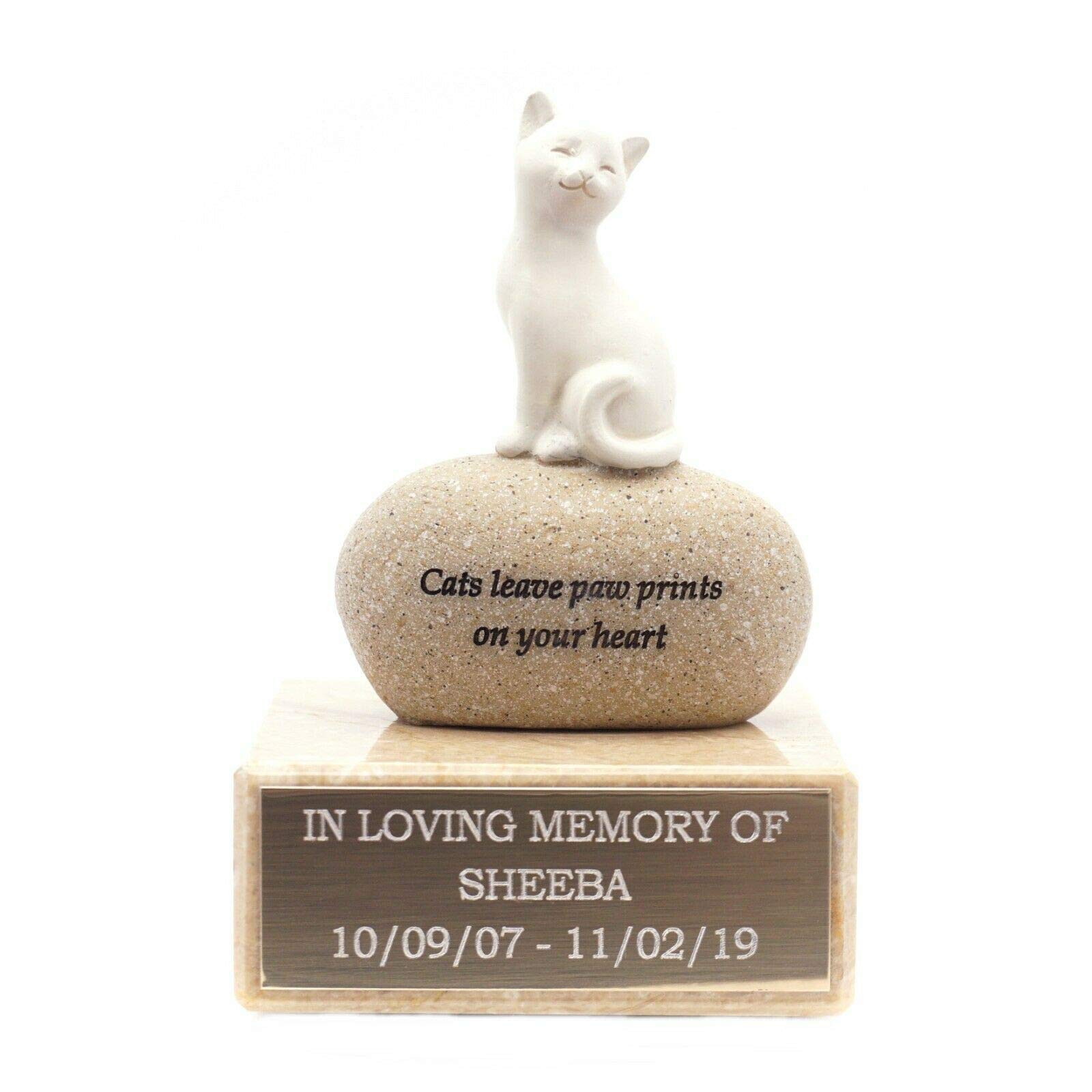 Personalised In Loving Memory Cat Memorial Sentiment Stone Ornament Tribute Gift - Enter Your Own Custom Text (Engraving Required)