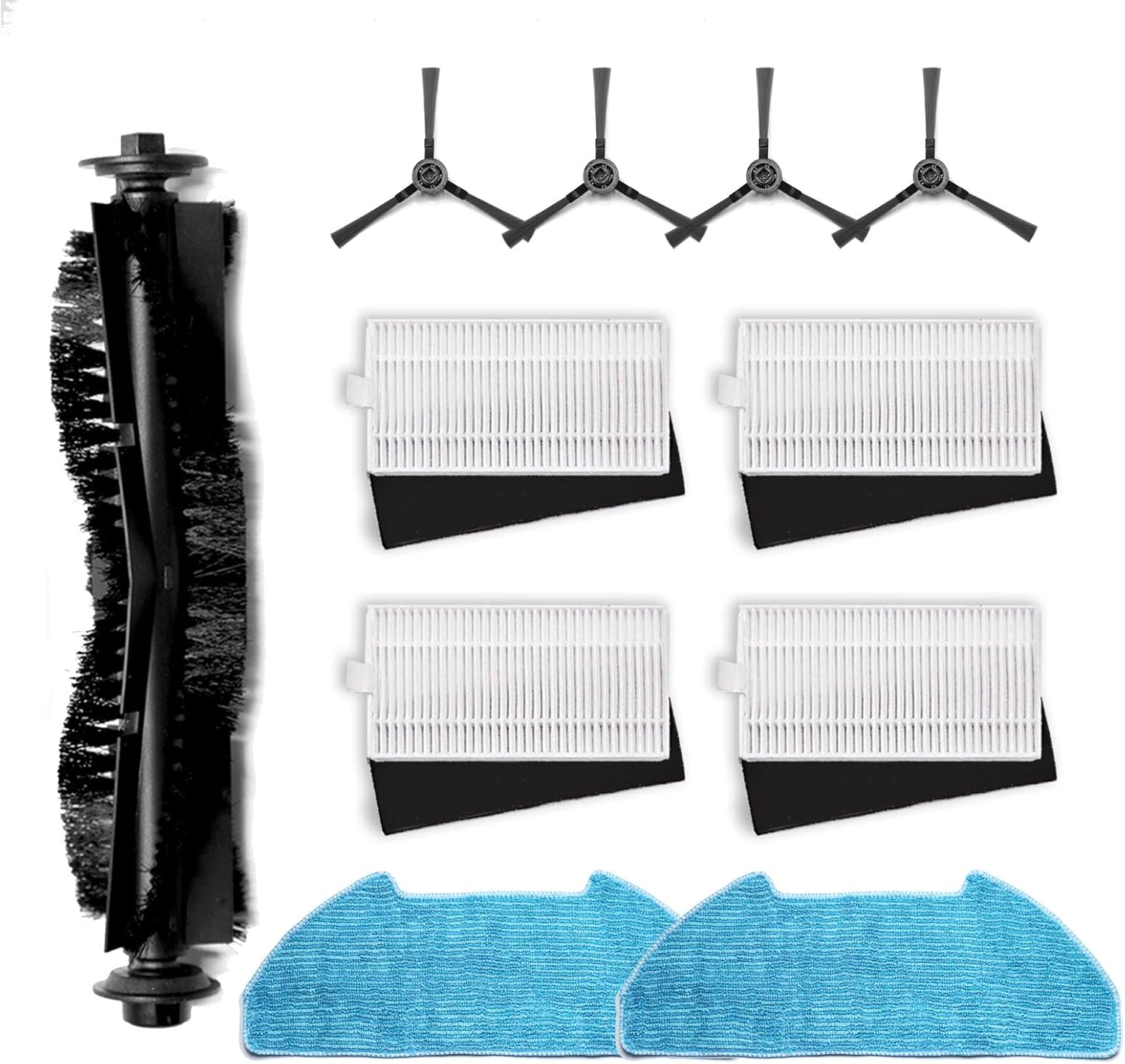 Replacement Parts Fit For Dustin Self-Emptying Robot Vacuum/ Fit For Bobsweep Pet24-7-913, Fit For Ultravision Robot Vacuum/Fit For Bobsweep Pet24-7-213 (11PC-side sweep&mop& main brush&filter)