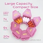 Daily Pill Organizer - Cute Supplement Pill Organizer 7 Day, Weekly Pill Case for Travel, SHIJOINYU 1 Time a Day Pill Dispenser Box, Pill Container for Medicine/Vitamin/Medication/Fish Oil, Pink