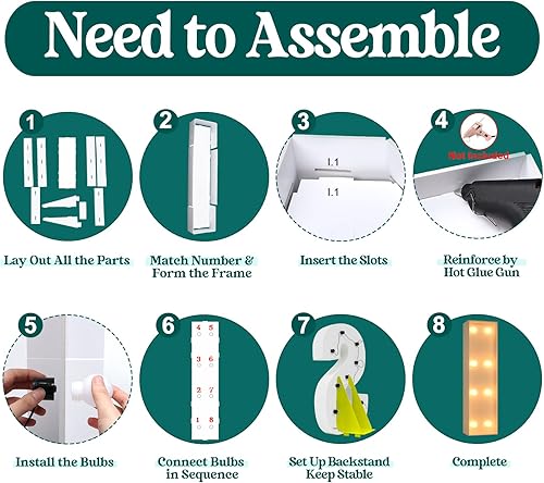 Miniatura 148 de Números iluminados grandes de 4 pies, números de marquesina 2 para decoraciones de cumpleaños de 21 para niños y niñas, números gigantes iluminados