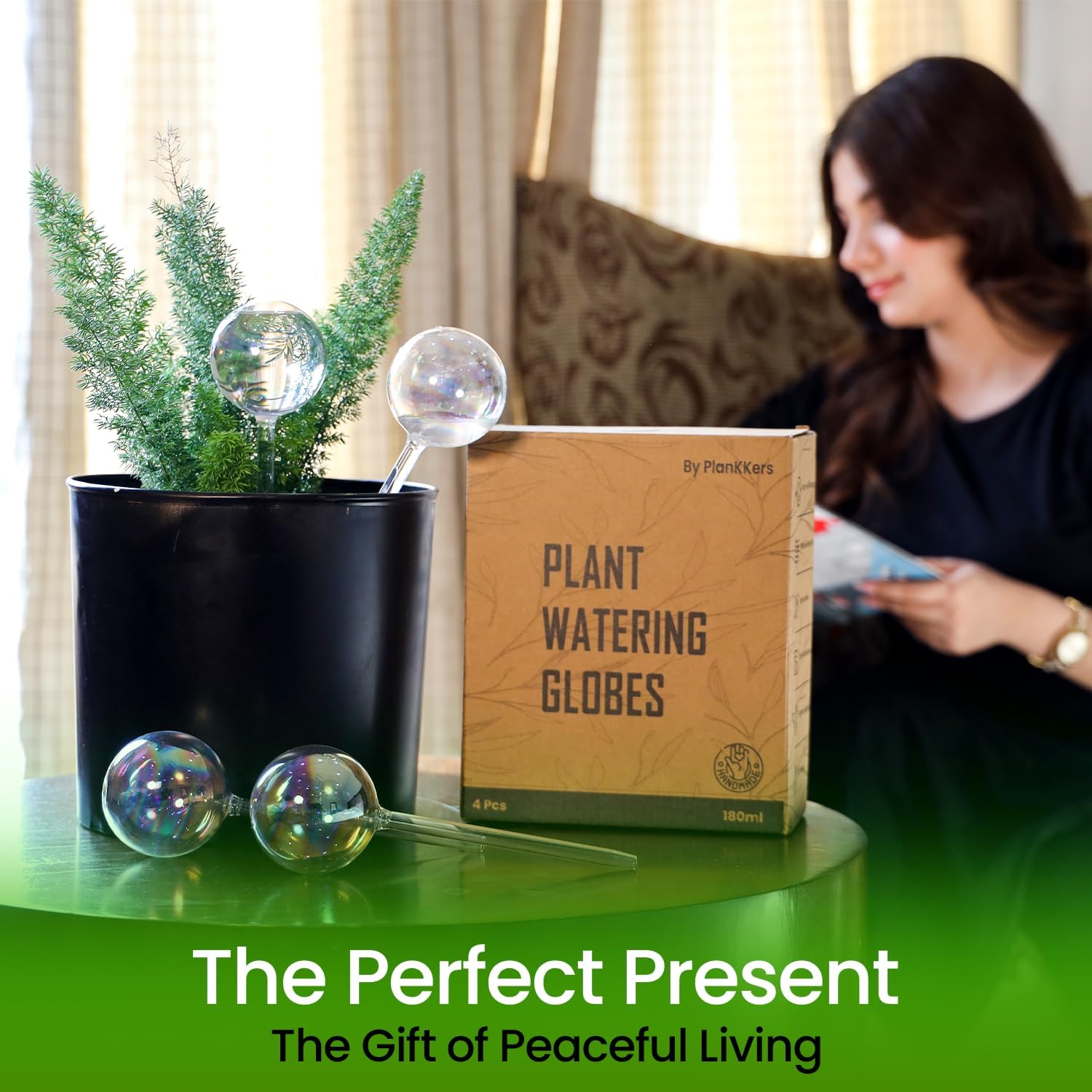 Iridescent Self Watering Globes, Glass Rainbow Plant Watering Globes, Self Watering Planter Insert, Automatic Plant Waterer Indoor (Medium-4 Pcs Iridescent, Medium)