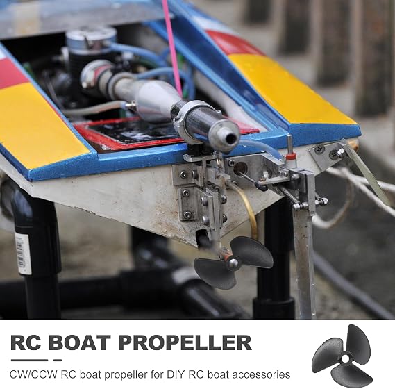 sourcing map RC Boat Propeller, 3 Blades Propellers Pitch CW Clockwise Rotating Drill Propeller with Copper Sleeve for RC Boat, DIY Ship Model