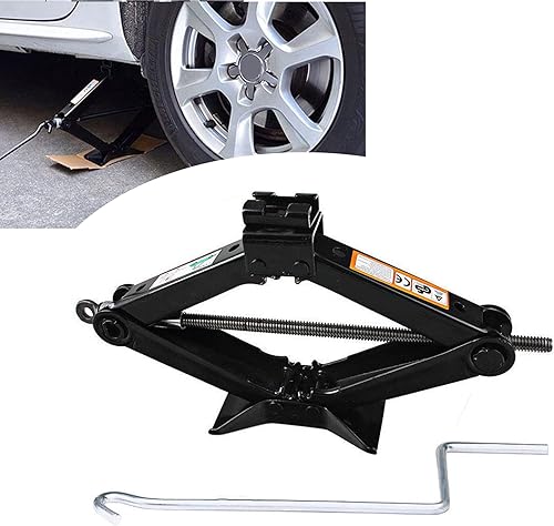 Gato de tijera de 2 toneladas Tornillo de mano para garaje de nivelación de acero inoxidable con manivela cromada para emergencia de coche Van