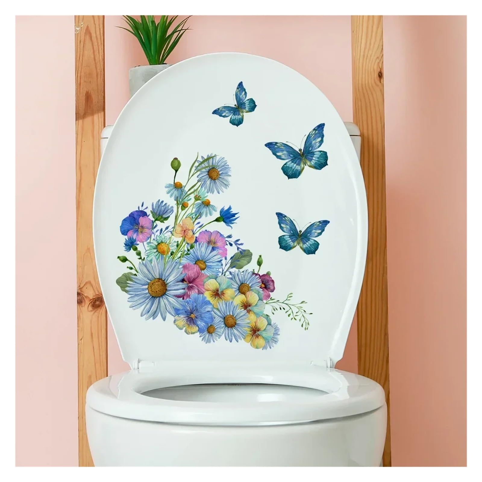 Palm Leaf Wall Decals Plant Leaves Wall Sticker Toilet WC Self Adhesive Mural Beautify Flower Home Decoration Decals(Colour 22(25x25cm))