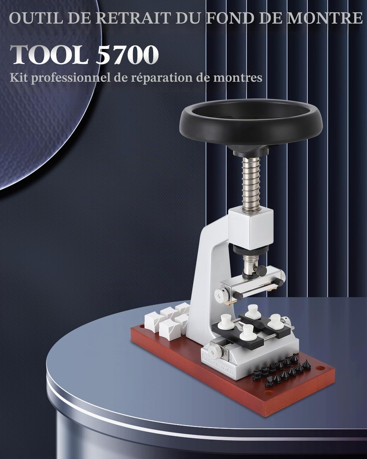 Semme Montre ouvre-boîte, 5700 Bench ouvre la Montre au Dos avec 6 Matrices Accessoires Réparation d'horloger pour Fabrication, Ouverture et Fermeture
