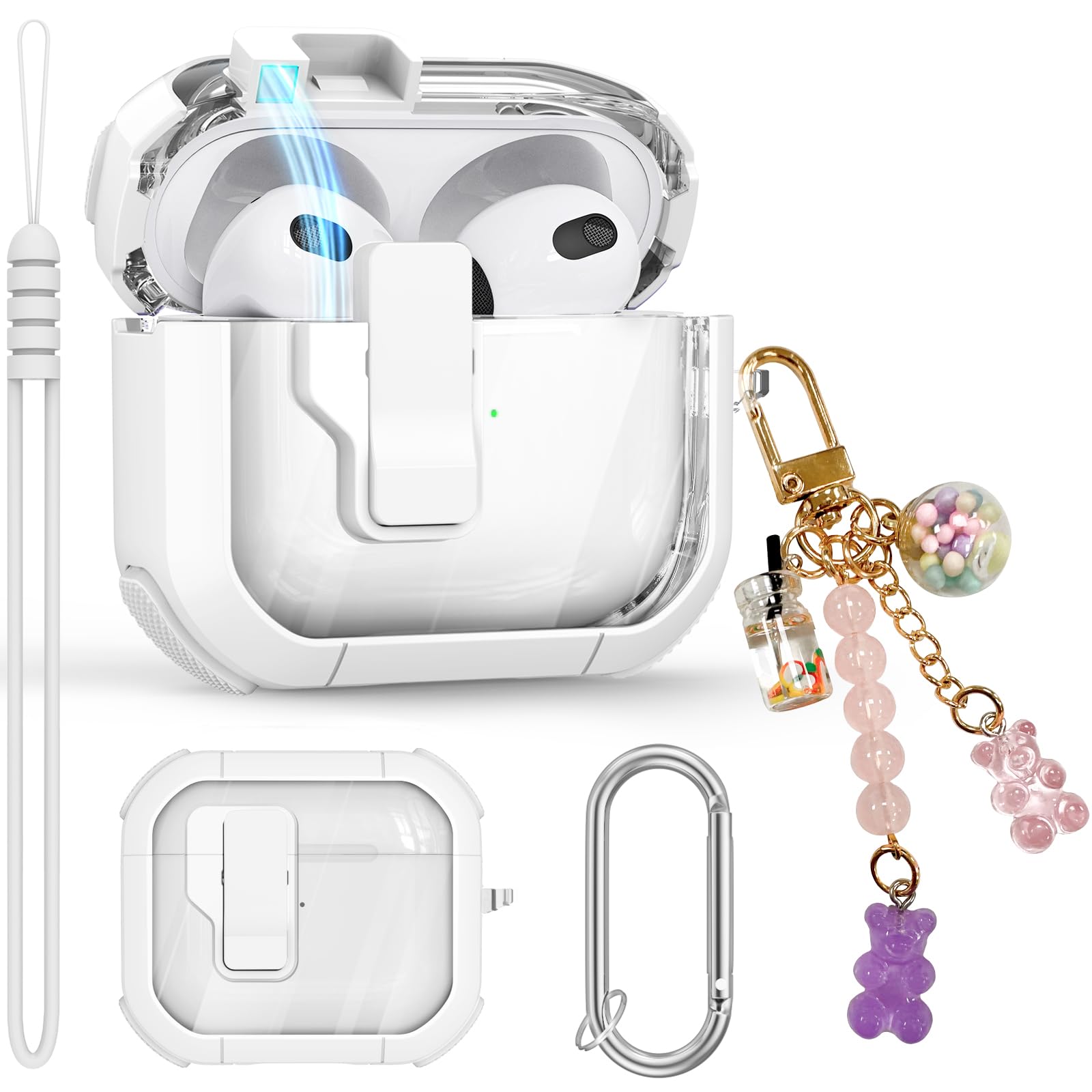 POLINK AirPods 3  ケース シリコンケース 2021 Apple Amazon.com: Clear Case for AirPods 3 Gen Case 2021, Secure Lock