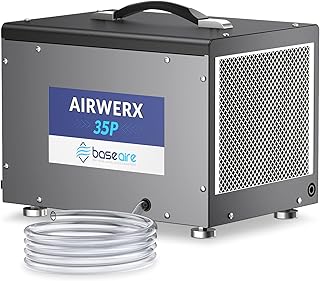 BaseAire Crawl Space/Basement Dehumidifier | 70 Pint Commercial Dehumidifiers with Pump & Hose | Up to 1000 Sq Ft | Compact & Portable | Auto Defrost | Energy Star | GLGR Technology | 5 Years Support