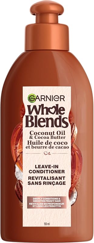 Mezclas integrales de aceite de coco y mantequilla de cacao Garnier Acondicionador para cabello encrespado, 5.1 onzas líquidas, 1 cuenta (el empaque puede variar)