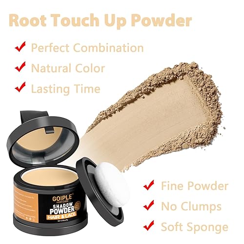 Miniatura 4 de Polvo de cobertura de raíces en polvo para mujeres, polvo de retoque de raíces para puntos calvos, cejas, línea de barba, fibras de cabello rubio