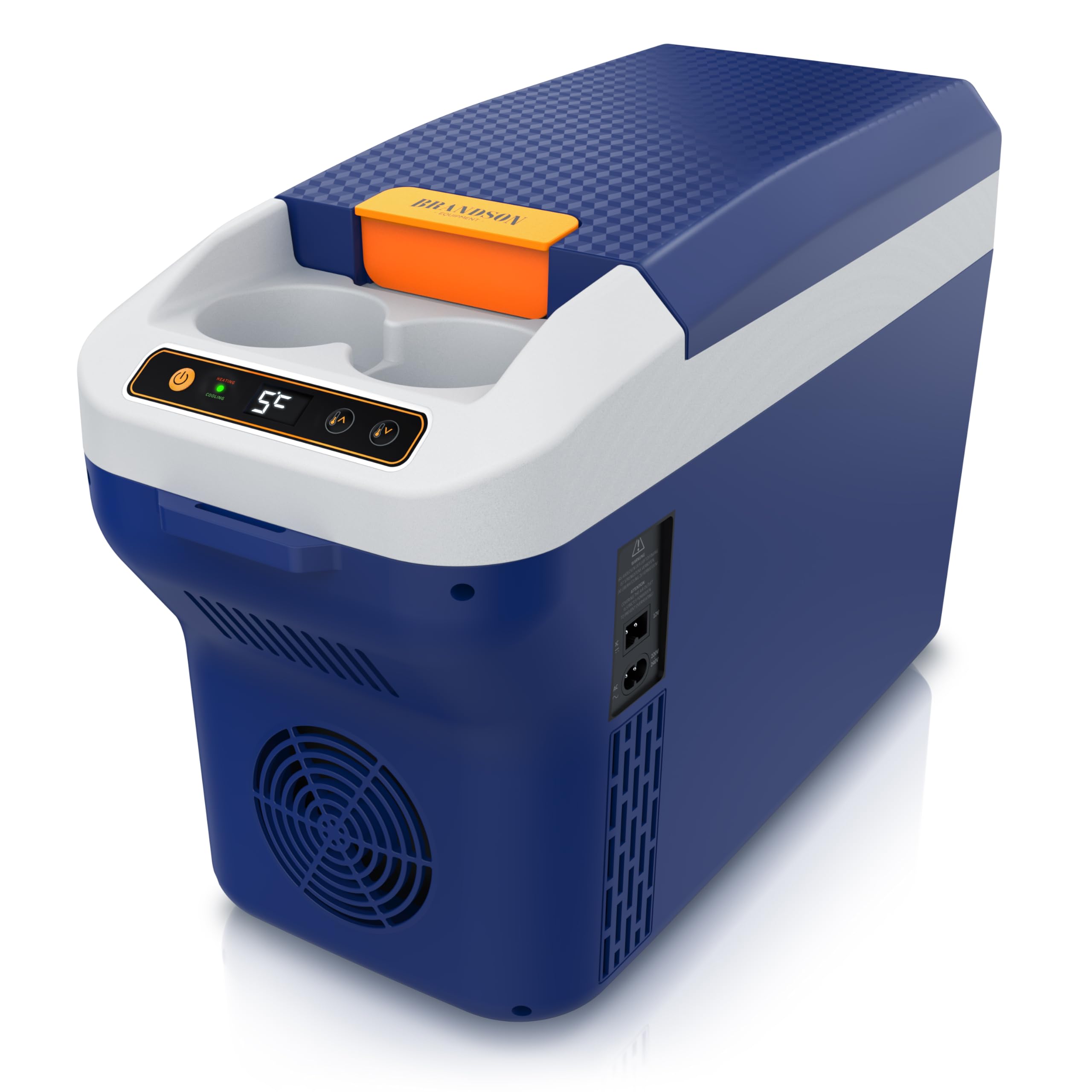 Brandson - Kühlbox elektrisch 10L – 230 V Netzspannung und 12 V KFZ Auto Bordspannung – kühlt und wärmt – Heizen max. 65°C – Herabkühlen ca 20°C unter der Umgebungstemperatur - für die Mittelkonsole