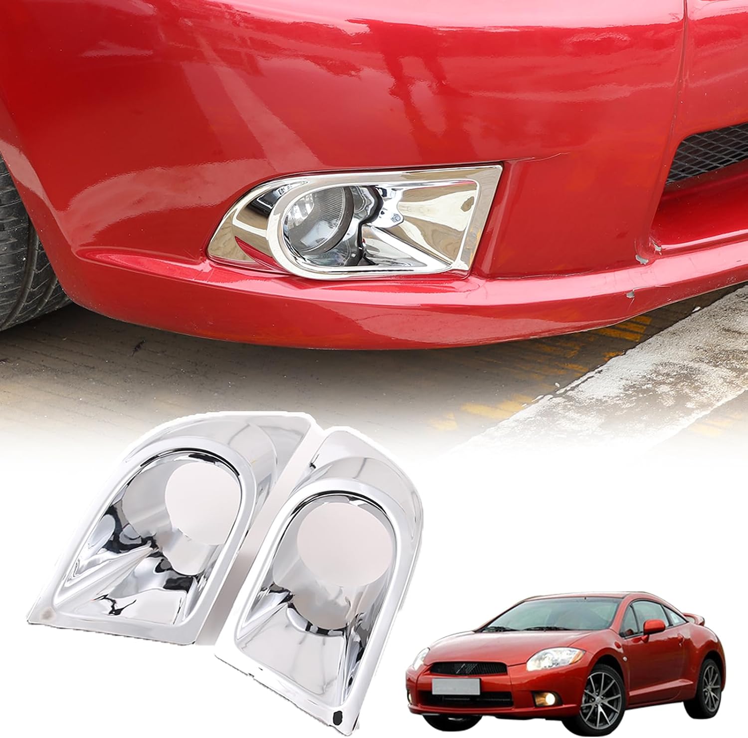 Sekhyna Front Bumper Fog Light Lamp Cover Trim,Left and Right Fog Light Trim Frame 2PCS,ABS Fog Light Lamp Trim Kits Compatible with Mitsubishi Eclipse 2006-2011 Auto Accessories (ABS Carbon)