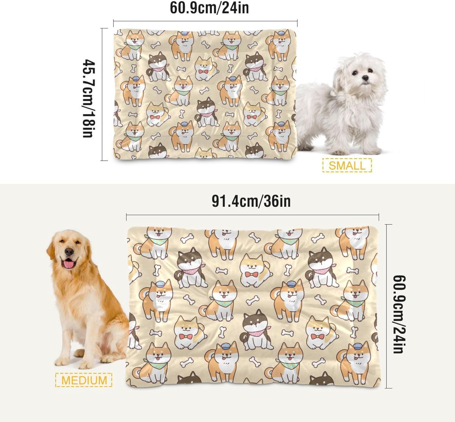 review xigua Dogs Pattern Dog Bed Cat Bed Washable Comfortable Pet Bed Ultra Soft Non-Slip Calming Kennel Pad for Small Medium Large Dogs Cats,18 x 24 Inch