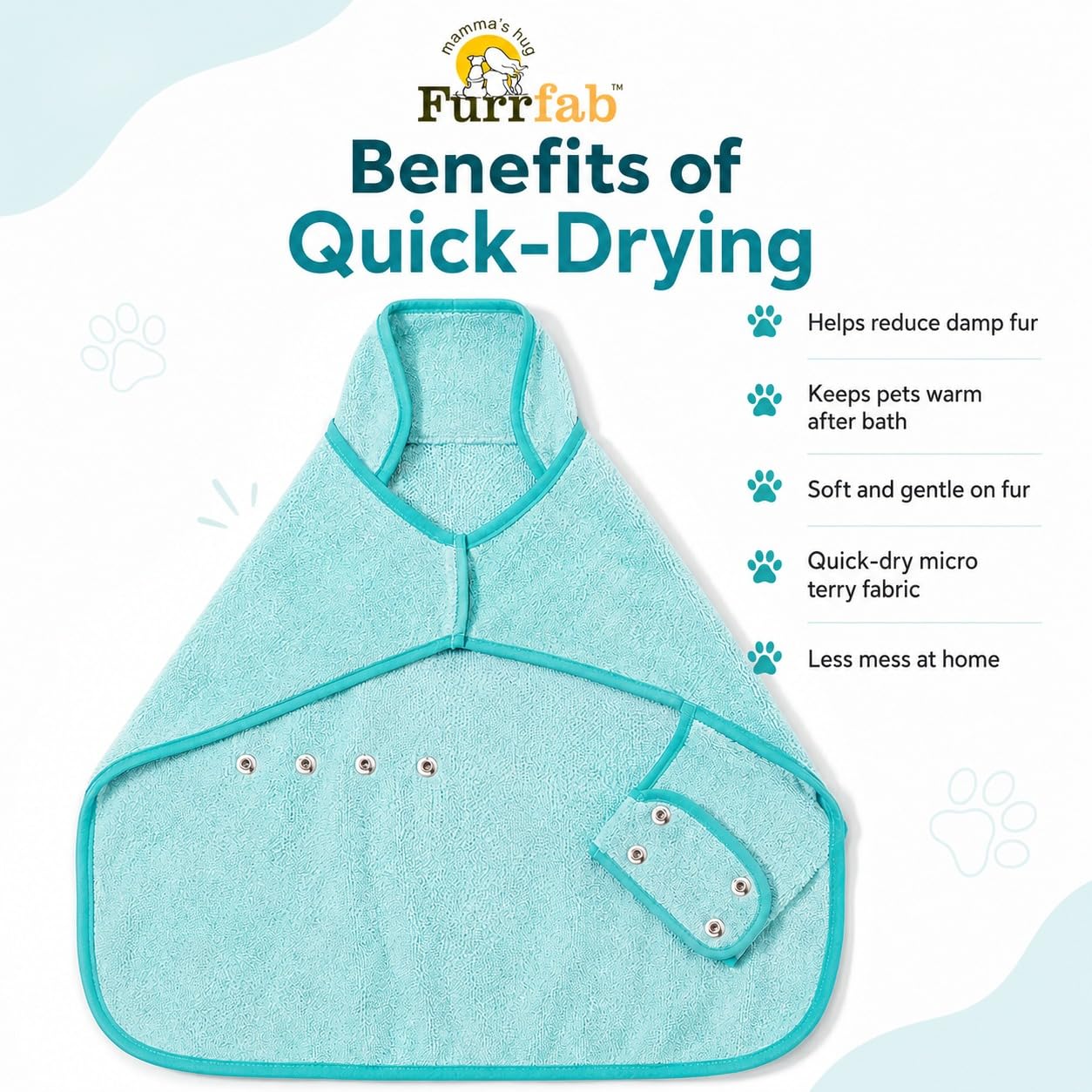 Water Absorbent Bathrobe for Dog,Machine Washable Skin Friendly XL Blue 3