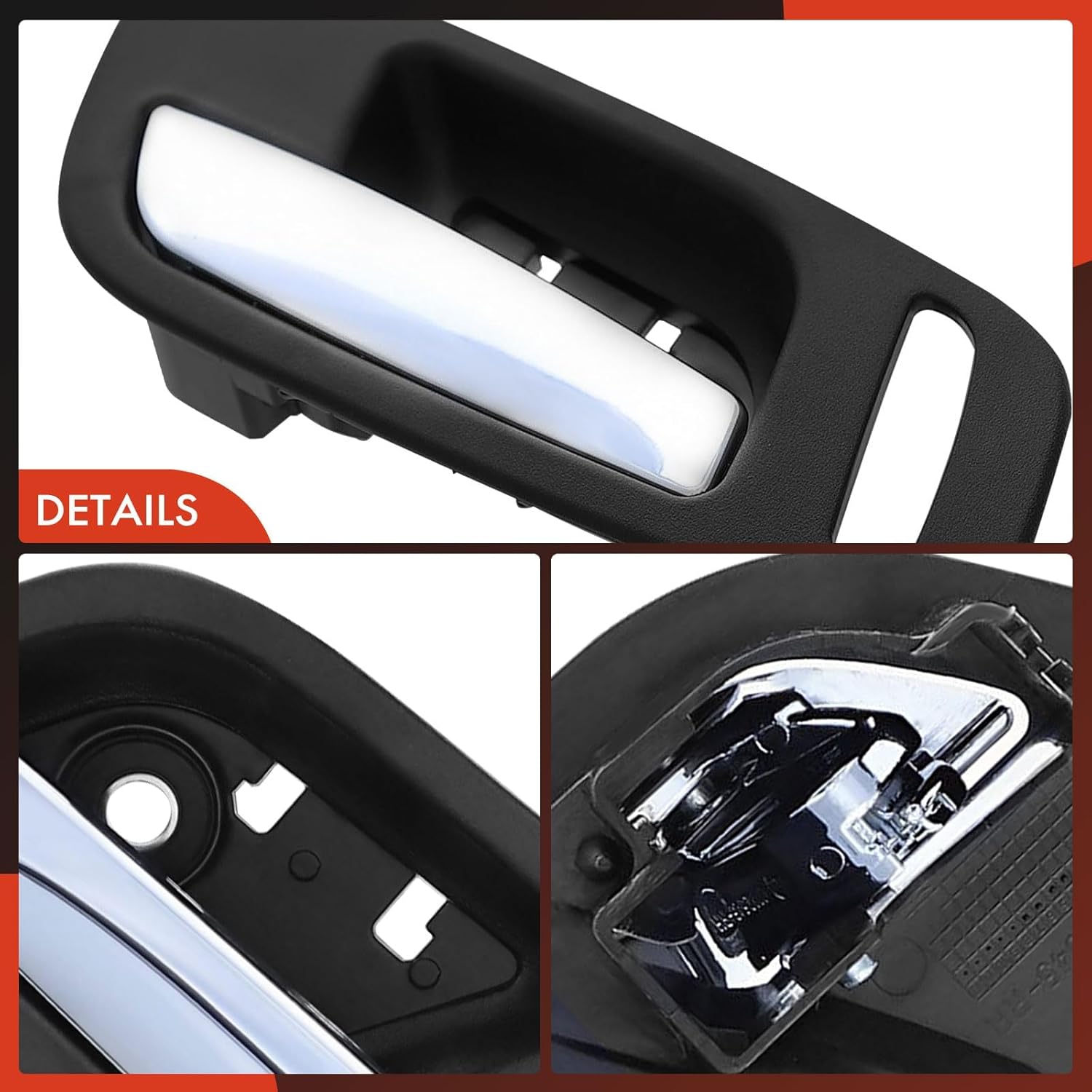 A-Premium Inside Interior Door Handles Compatible with Cadillac Escalade, Escalade ESV, Escalade EXT, 2007 2008 2009 2010 2011, Black Housing with Chrome Lever, 2-PC Set, Front Left and Right Side