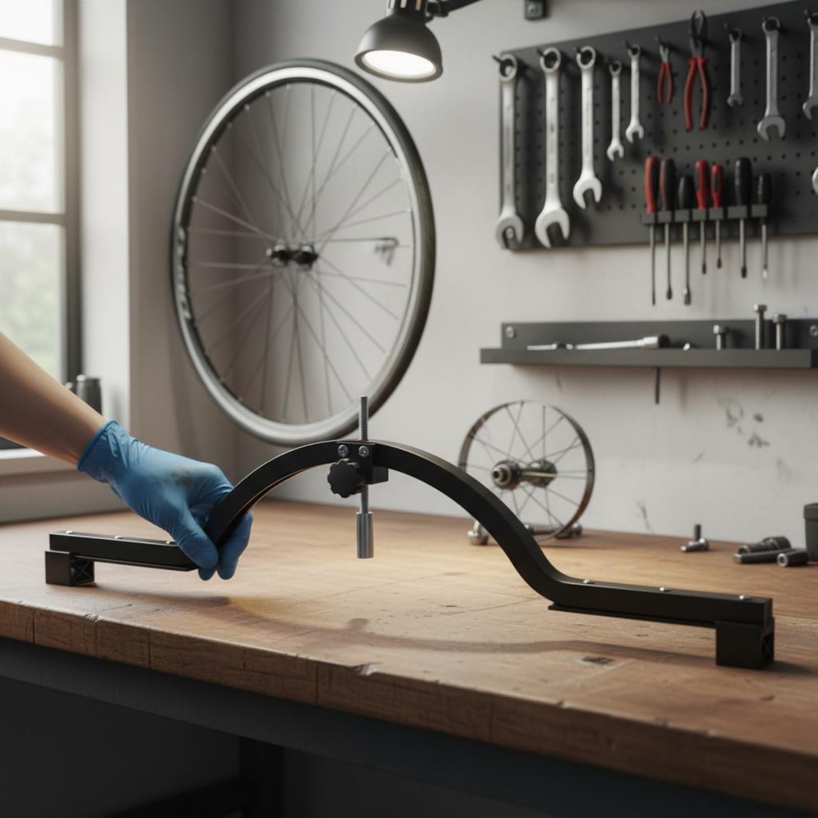 Wheel Aligner Strumento Misurazione Ruota Bicicletta Centratore Rame Acciaio Funzione Corpo Robusto Adatto per Riparazione Cicli Manutenzione Meccanica Officina
