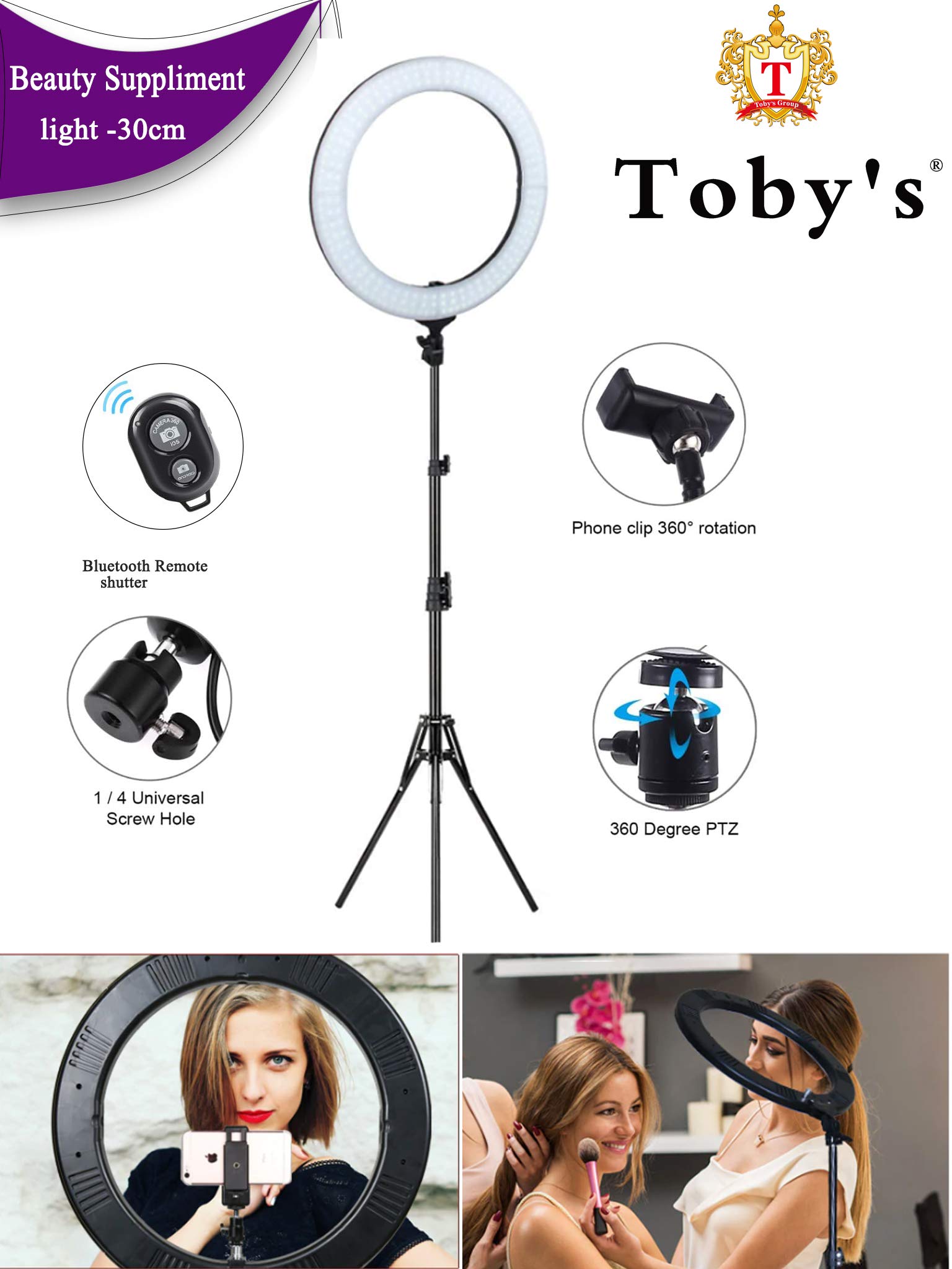 Selfie Ring Light with Adjustable Stand, Womdee 3 LED Lighting Modes with CellPhone Holder for All SmartPhone 10 inch/26cm Inner USB Selfie Ring Light Ideal for Live Broadcast/Makeup,Photography 210CM