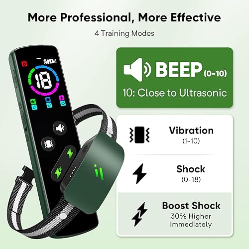 Miniatura 2 de Collar de choque para perro con 10 niveles de pitido, 2680 pies, 4 modos, collar eléctrico de entrenamiento para perros con control remoto,