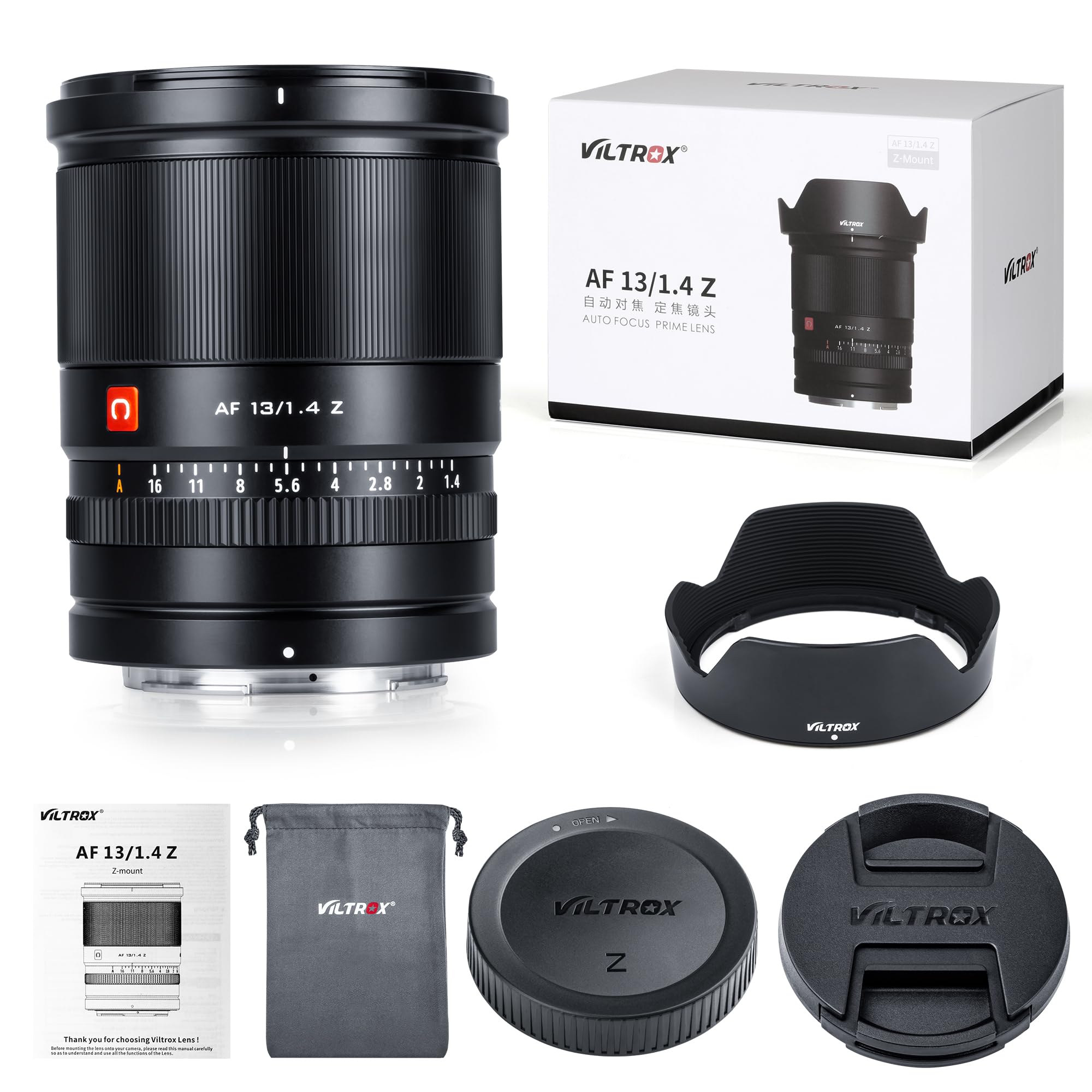 VILTROX 13mm f/1.4 Z Mount Obiettivo Grandangolare per Nikon Z50 Z30 Z6II Z7II Z6 Z7, Messa a Fuoco Automatica APS-C Nero