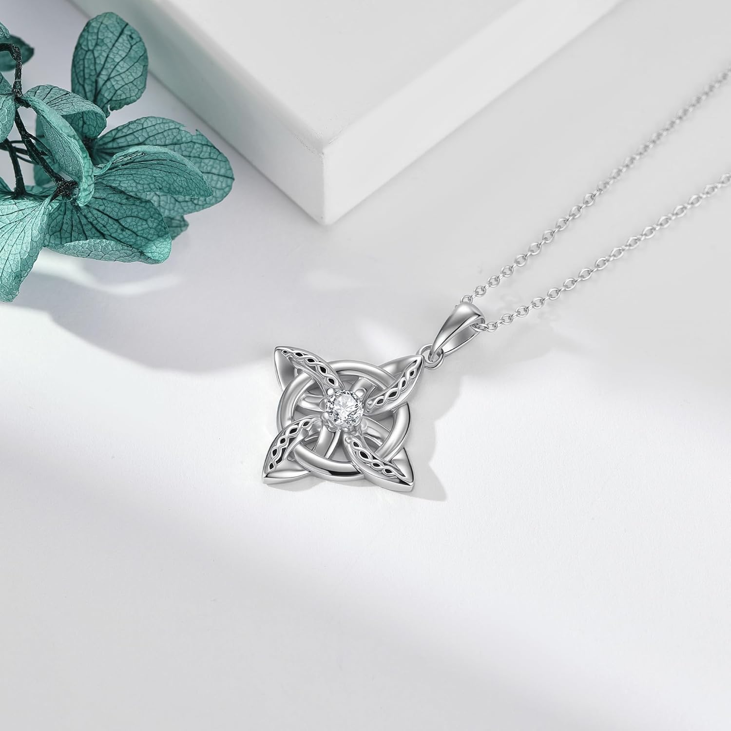 SNOWELLE Witches Knot Necklace 925 Sterling Silver Celtic Knot Pendant Jewelry Gifts for Women - Image 3