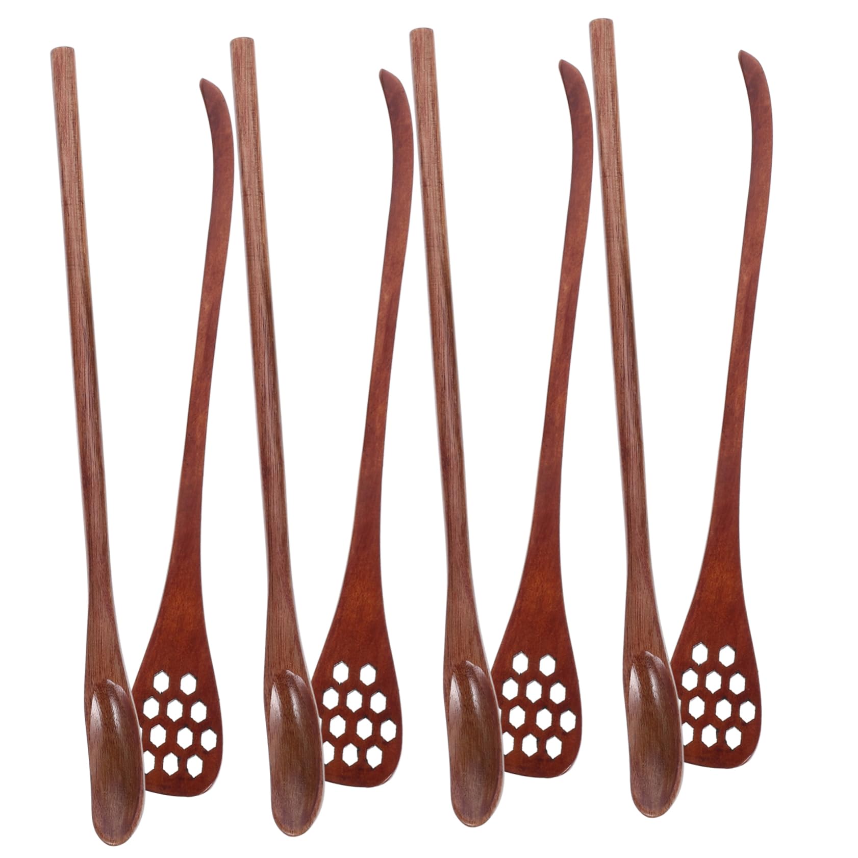 Healifty 8Pcs Wooden Beverage Mixing Spoon Long Handle Honey Stirrer Smooth Edges for Coffee Milk and Mixed Drinks Craftsmanship to Use