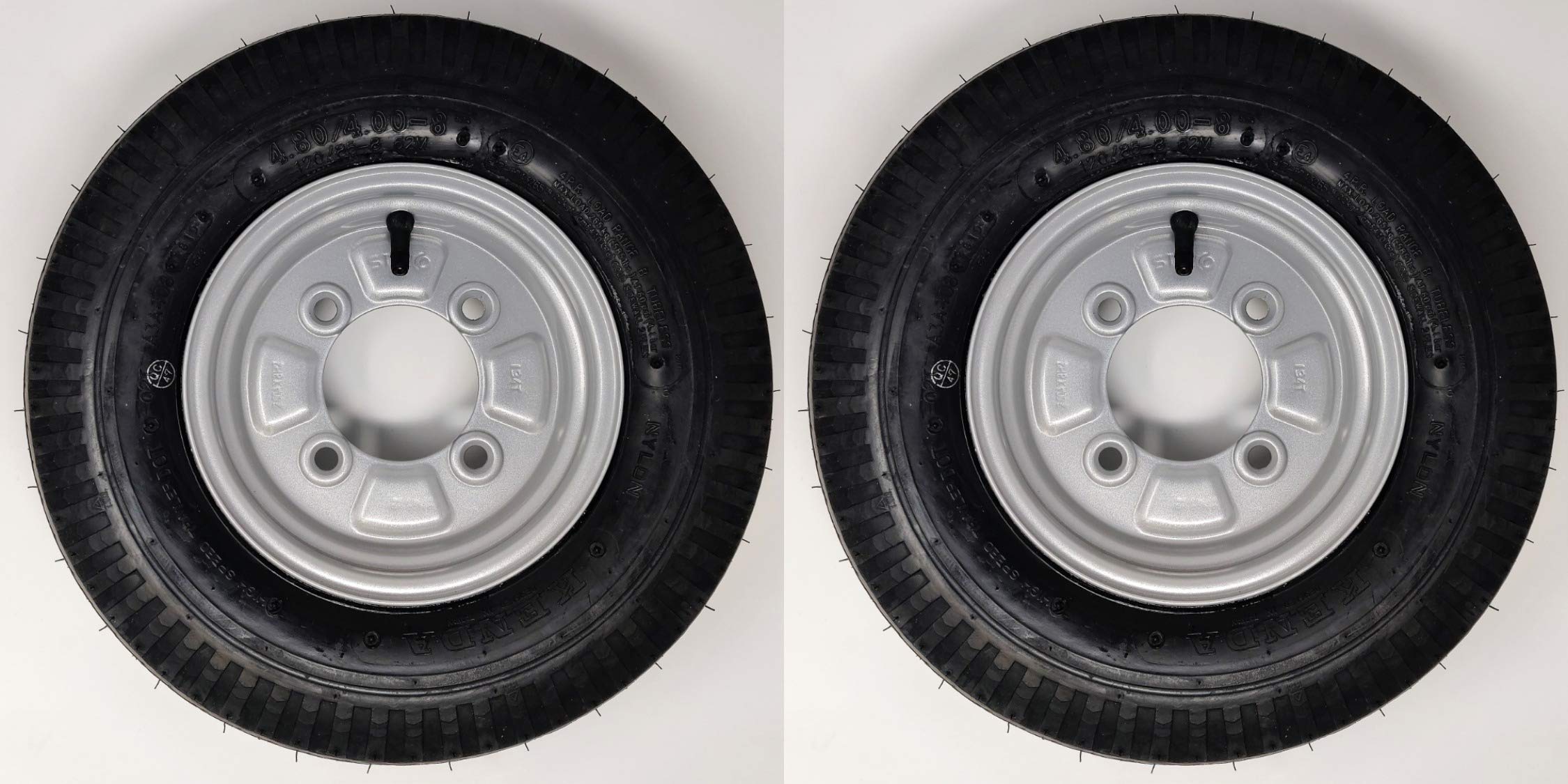 STARCO K371 Premium 8 inch 4.80/4.00-8 Trailer Wheels & Tyres 115MM PCD 1 Pair (Erde & Maypole)