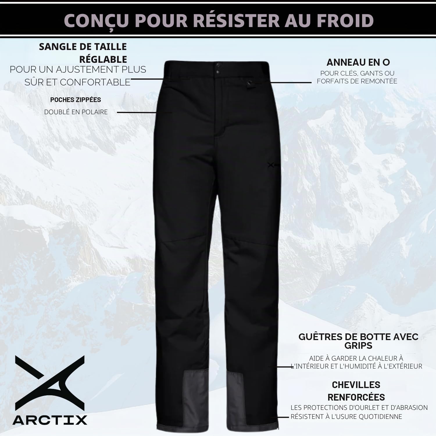 Arctix 36190133 Pantalon de Ski Homme Noir FR : L (Taille Fabricant : L)
