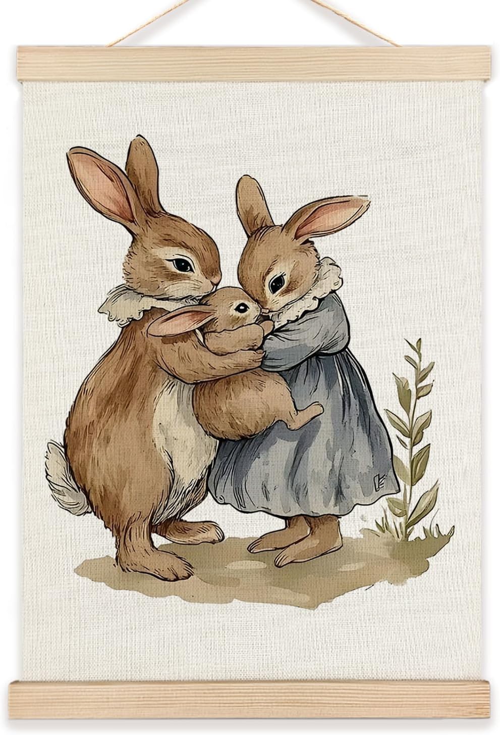 Amazon.com: LZYRF Bunny Nursery Wall Art Poster Framed, Rustic ...