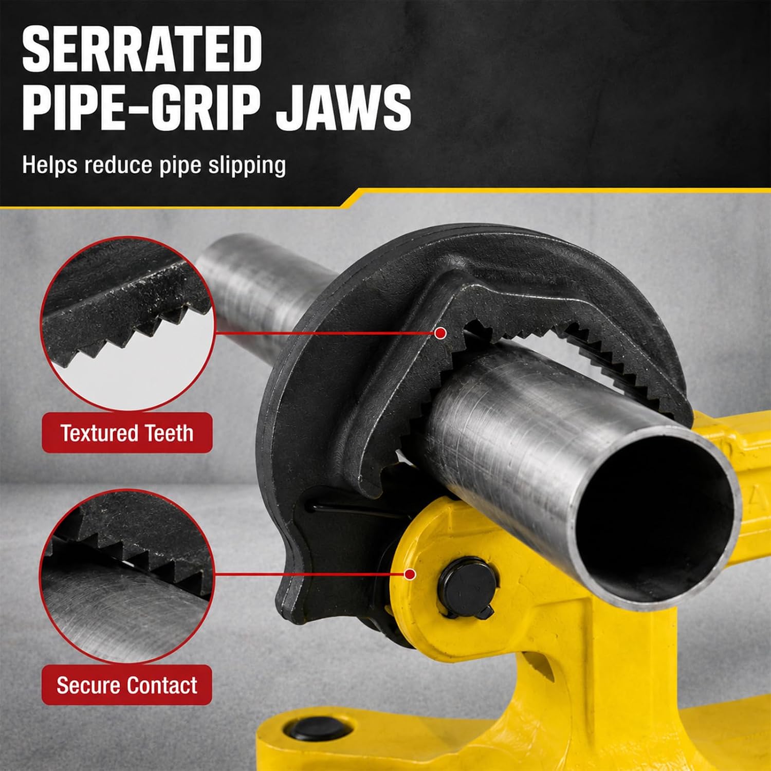 Portable Pipe Vise Wrench, Heavy Duty Cast Iron Plumbing Tools | 1/8"-1.75" capacity cast iron pipe clamp for HVAC & pipe repair. Non-slip serrated jaws securely grip copper & PVC pipes.