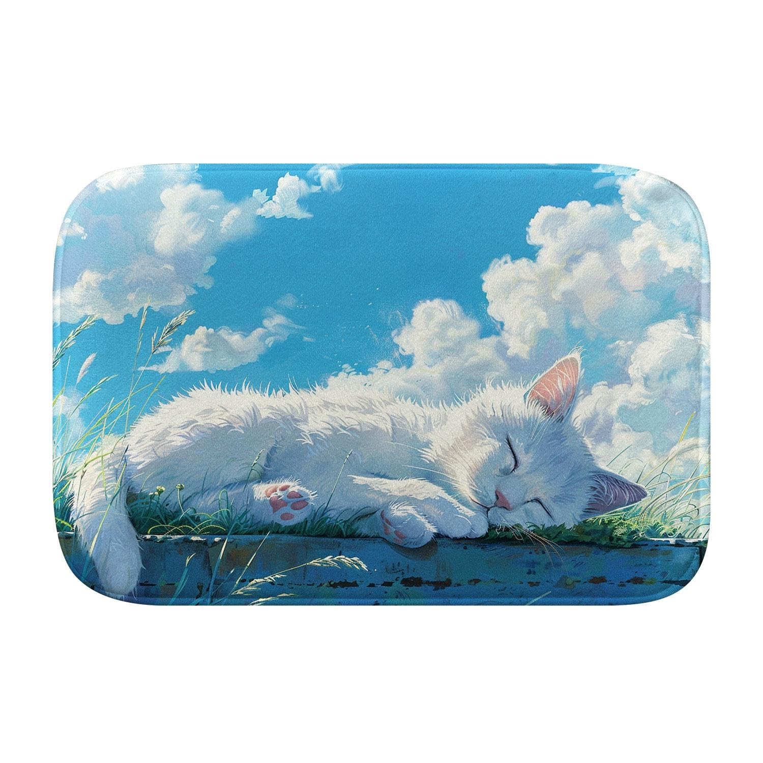 Tapis de bain en mousse à mémoire de forme chat mignon L