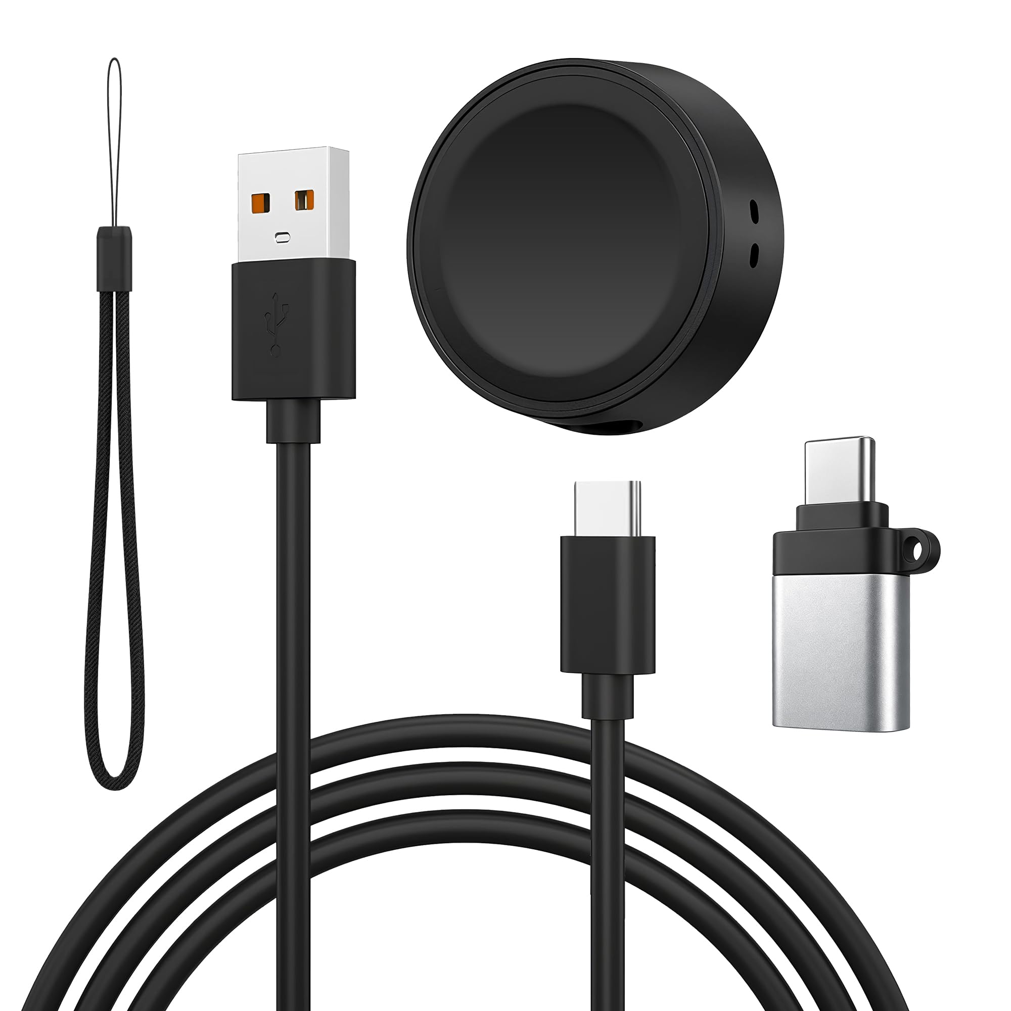 Kabel do ładowania kompatybilny z Samsung Galaxy Watch 8/8 Classic/Watch 7/Ultra/6/6 Classic/5/5 Pro/4/4 Classic/3/Active/Active 2, magnetyczna stacja ładująca, ładowarka z adapterem USB A na