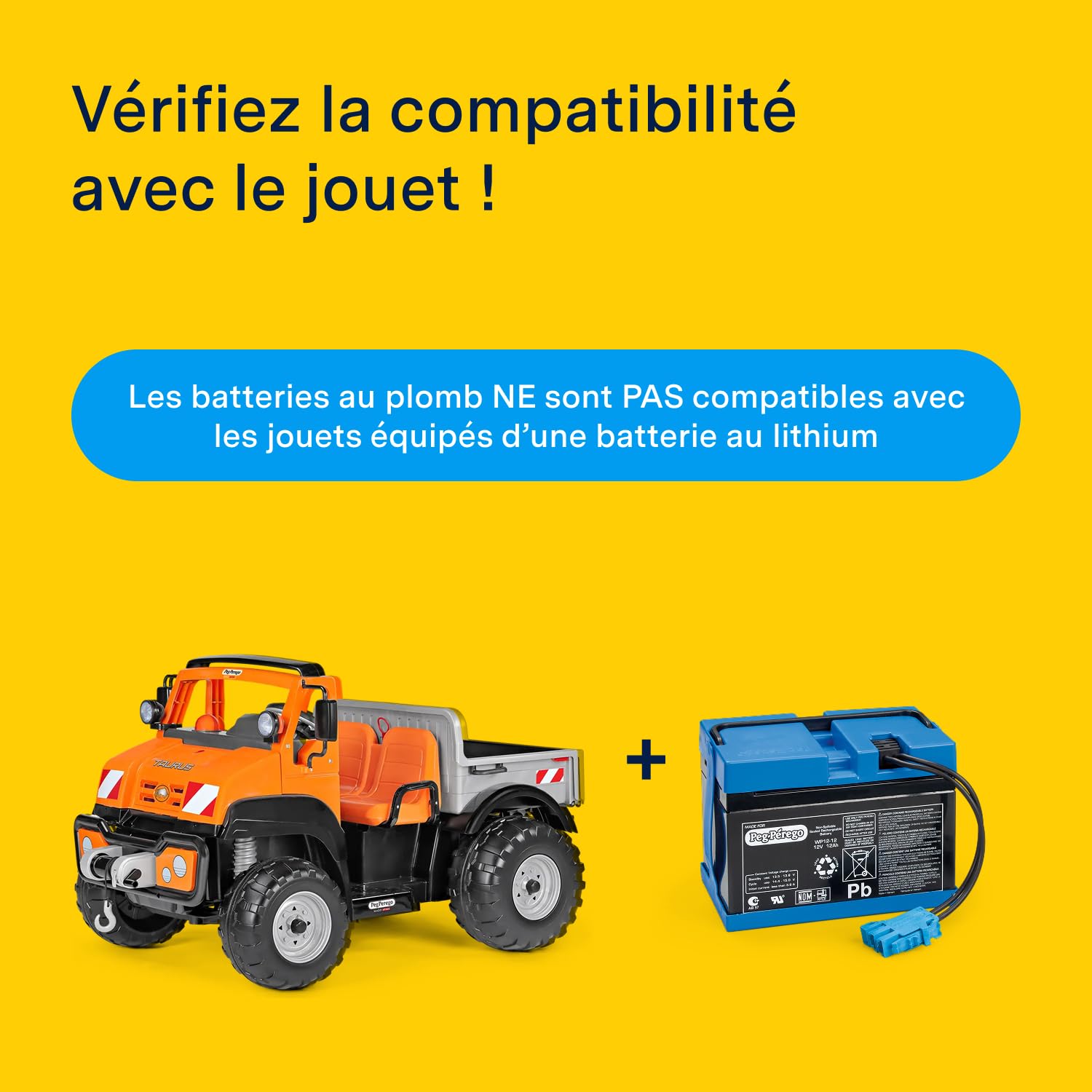 PEG Perego Batterie 12V 12Ah Pièce de Rechange Rechargeable pour Véhicules Électriques