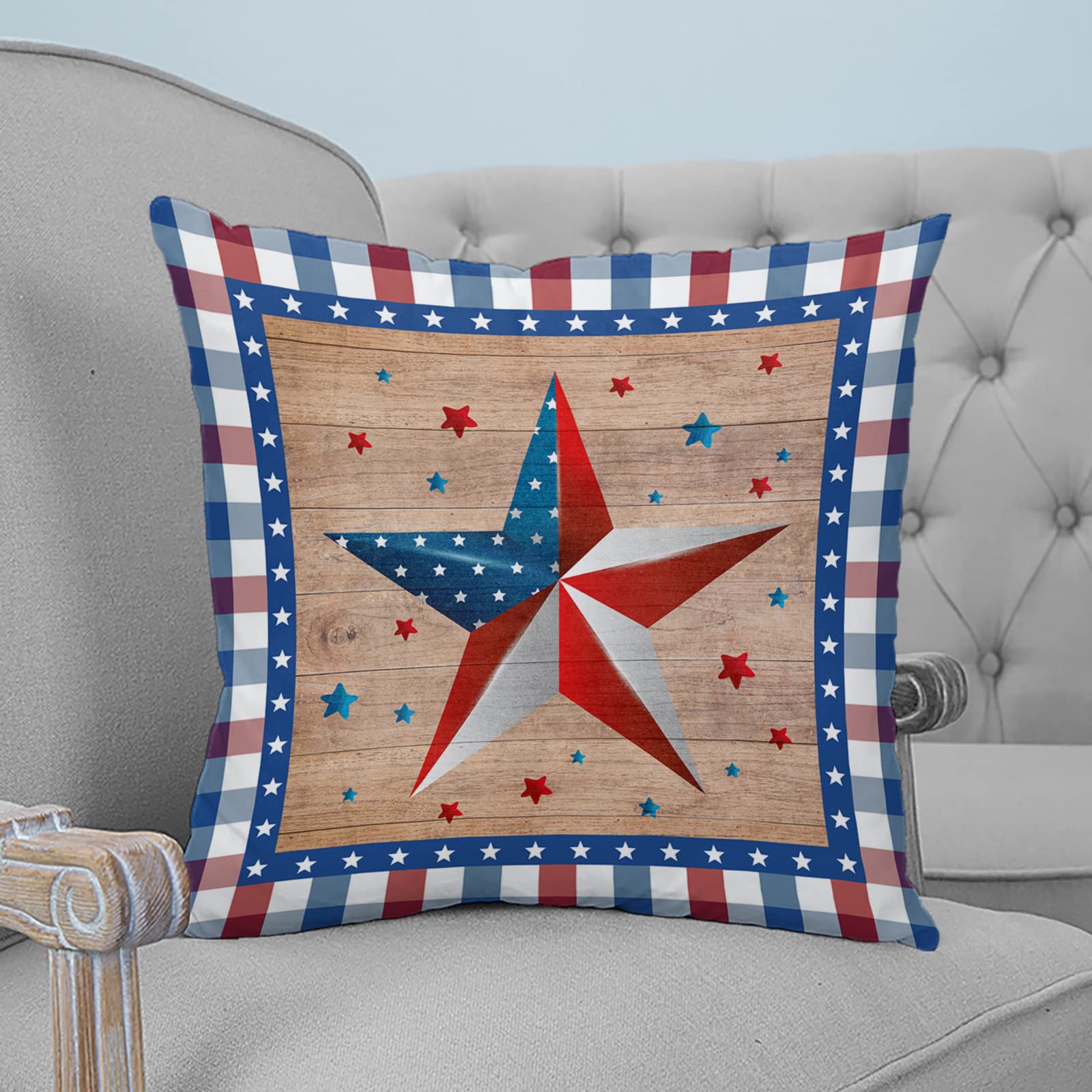 LHDGBWC Set di 2 federe decorative per cuscini da divano, 45 x 45 cm, morbide, moderne e quadrate, bandiera americana, veterani, per divano, camera da letto, soggiorno