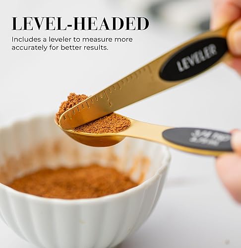 Miniatura 5 de Juego de cucharas medidoras magnéticas, cucharas medidoras de acero inoxidable, juego de cucharas medidoras magnéticas, cucharas medidoras doradas