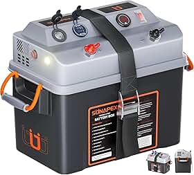 SUNAPEX Caixa de bateria inteligente 12V/24V Power Center - Multiportas e disjuntor para motor de pesca marítima, RV e painel solar (sem bateria)