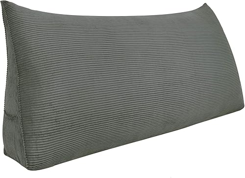 Johnear Almohada de cuña grande triangular de pana para cabecero de respaldo, cojín de apoyo para sofá cama, almohadas de lectura, posicionamiento