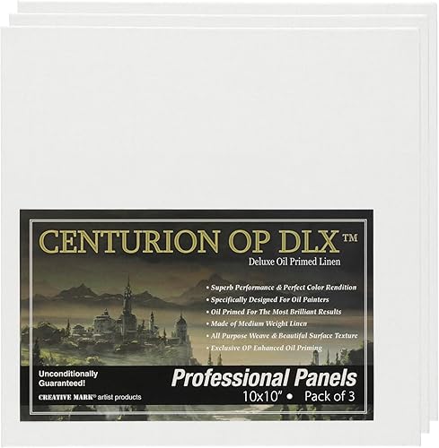 Miniatura 10 de Centurion Paquete de 3 paneles de lienzo de lino imprimados al óleo profesionales de lujo, paneles de lienzo con imprimación mejorada para pintura,