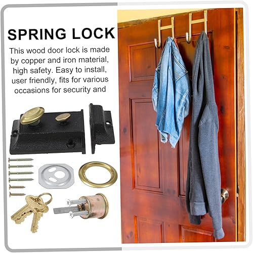 Miniatura 8 de KONTONTY 1 juego de cerraduras de puerta de madera vintage, manija de puerta con cerradura, cerradura de cilindro, cerraduras de perno muerto para