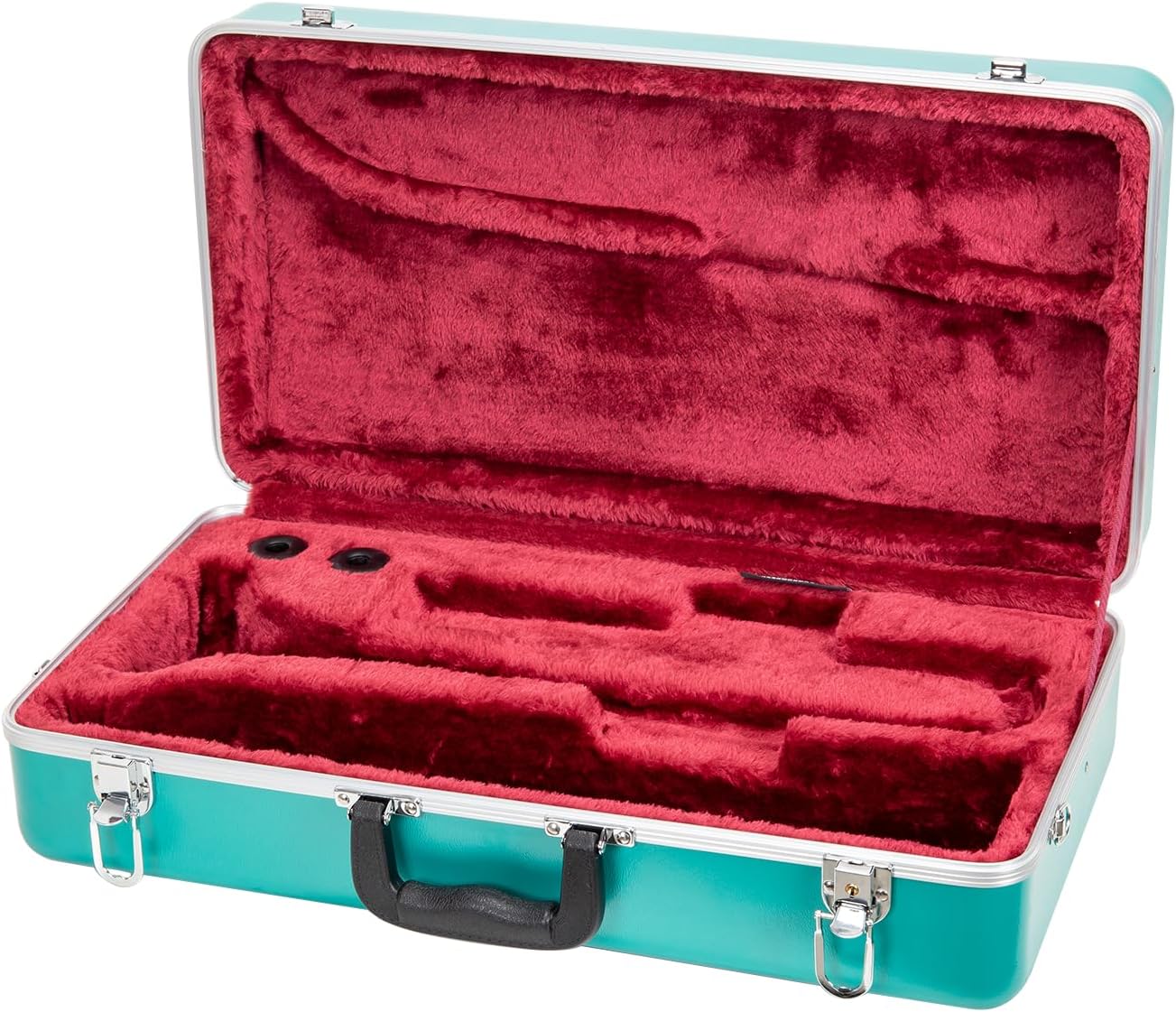 Crossrock ABS Trumpet Case for Bb Horn | Mint Blue Finish, Burgundy Velvet Interior, Security Lock, Metal Feet & Detachable Strap