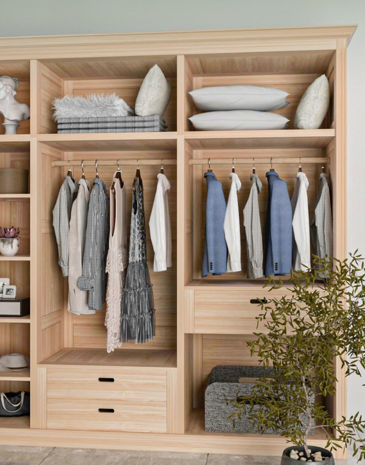 Garderobenstange Kleiderschrank Schrank Stangen, Schlafzimmer Balkon Schrank Wandhalterung Holz Kleiderstange, Zum Aufhängen von Kleidung Pflanzer Halsketten Schals Tasche ( Color : A , Size : 60cm(23
