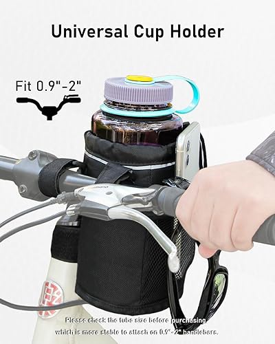 Miniatura 3 de Belinous Portavasos para bicicleta, soporte para botella de agua de hasta 32 onzas, soporte para bebida para manillar de bicicleta, tela Oxford con
