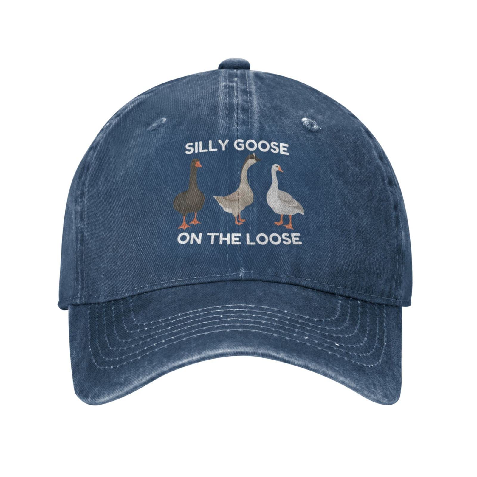 Funny Silly Goose Hat Silly Goosee On The Loose Hat for Women Dad Hats Funny Hats, Navy Blue, One Size