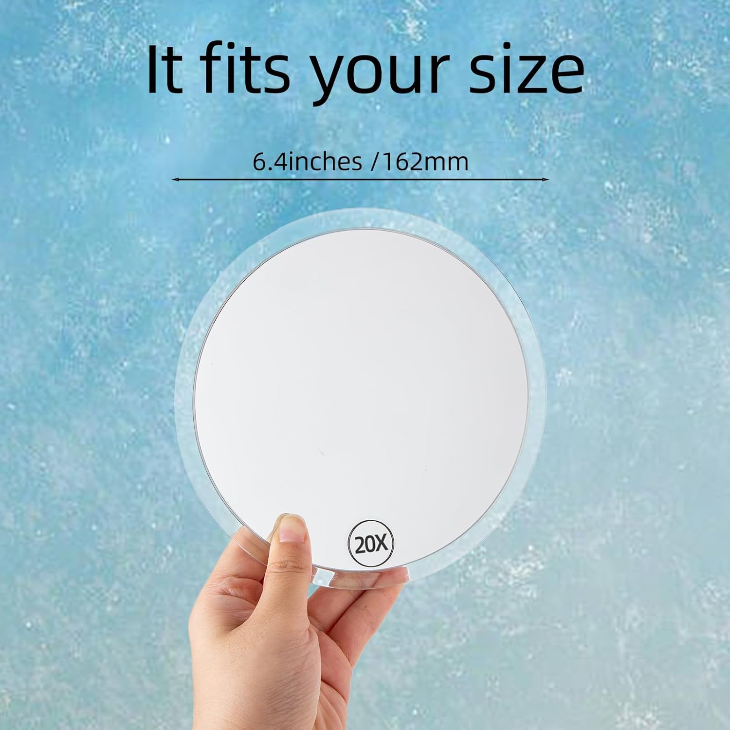 Magnifying Mirror Makeup Mirror, Three Suction Cups, Magnifying Mirror Suction Cup, 6.4inches(Clear), Portable Makeup Mirror with Magnification for Bathroom or Travel (20X)