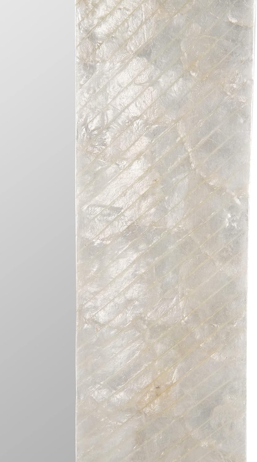 Kouboo Capiz Seashell Mosaic Rectangular Decorative Wall Mirror Pearlescent White