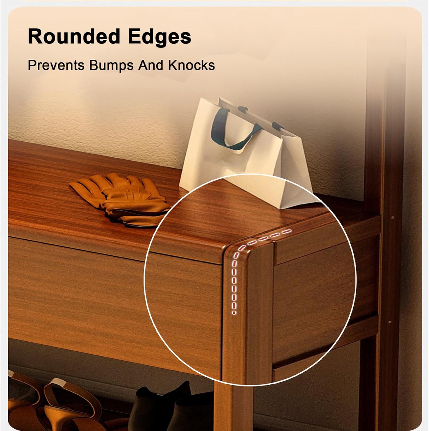 Hall Tree with Bench and Shoe Storage 3-in-1 Entryway Bench with Flip-top Storage Compartment & 2 Row Hooks Solid Wood Coat Rack Freestanding for Living Room, Bedroom, Corridor,Walnut,23.6in