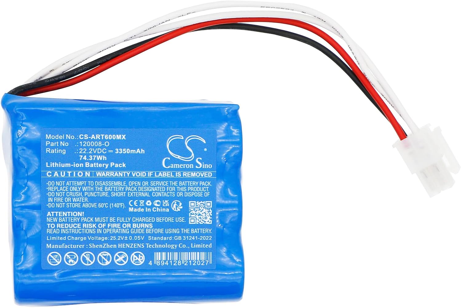 Cameron Sino CS 3350mAhReplacement New Battery for Air Liquide T60 Respirator